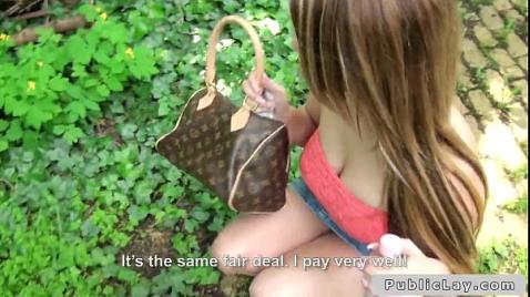 Телка с дойками ебется на улице с извращенцем